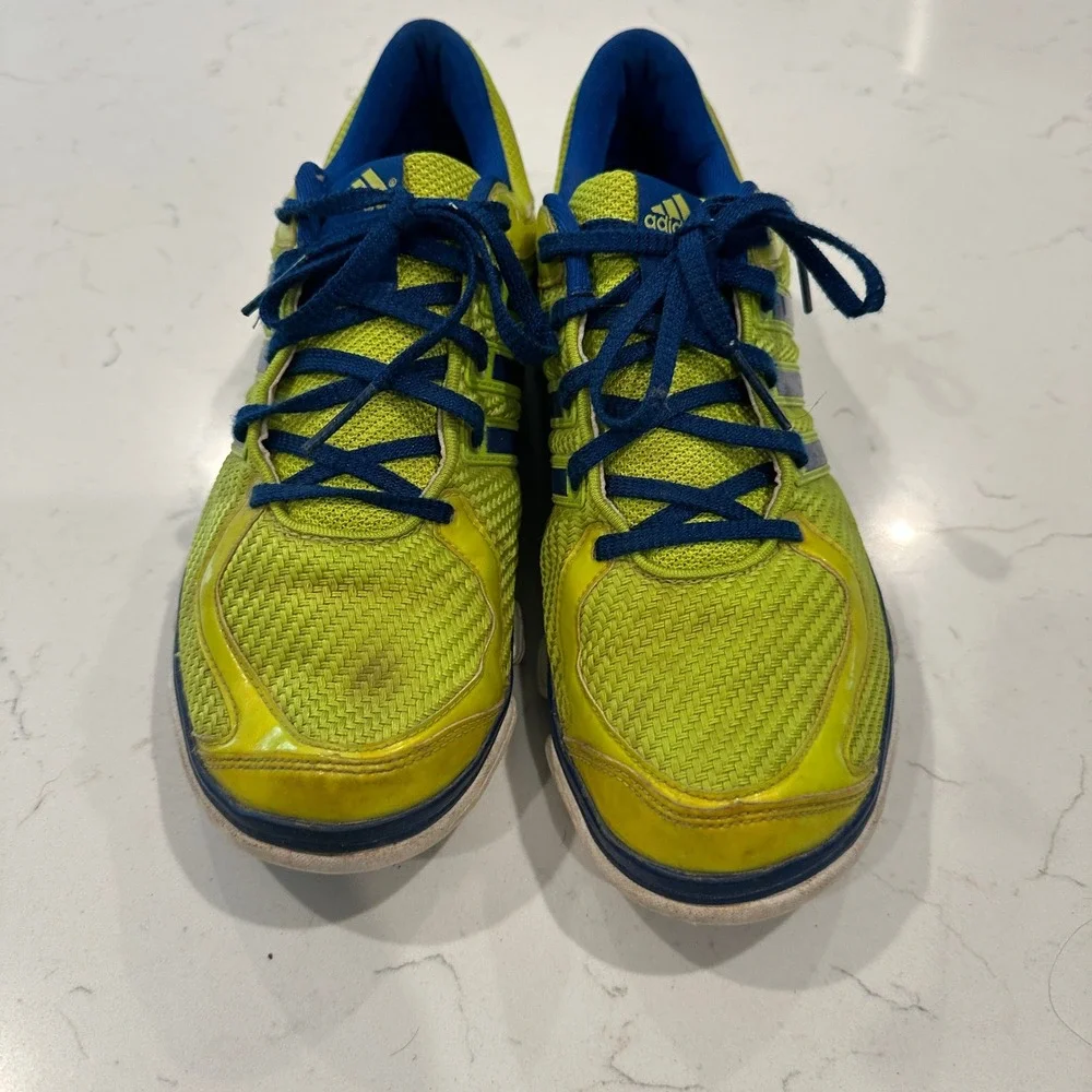 Adidas Mens Running Shoes Neon Lime Green Blue G59087 Low Top Sneakers Size 9.5